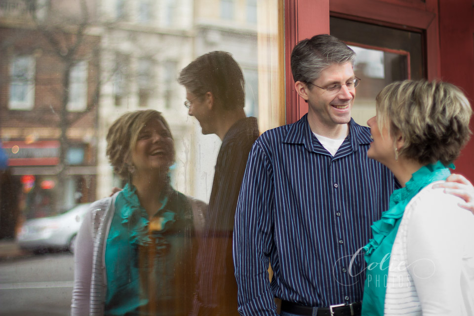 Engagement couple reflection shot